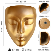 Load image into Gallery viewer, Gold Wall Face Planter - Calma Design
