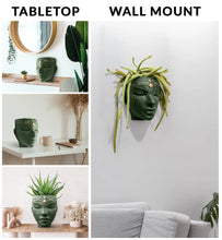 Load image into Gallery viewer, Green Tabletop & Wall Face Planter | Indoor or Outdoor Use | Serena Design