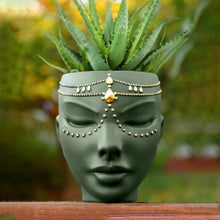 Load image into Gallery viewer, Green Tabletop & Wall Face Planter | Indoor or Outdoor Use | Serena Design