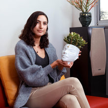 Load image into Gallery viewer, White Tabletop &amp; Wall Face Planter - Serena Design
