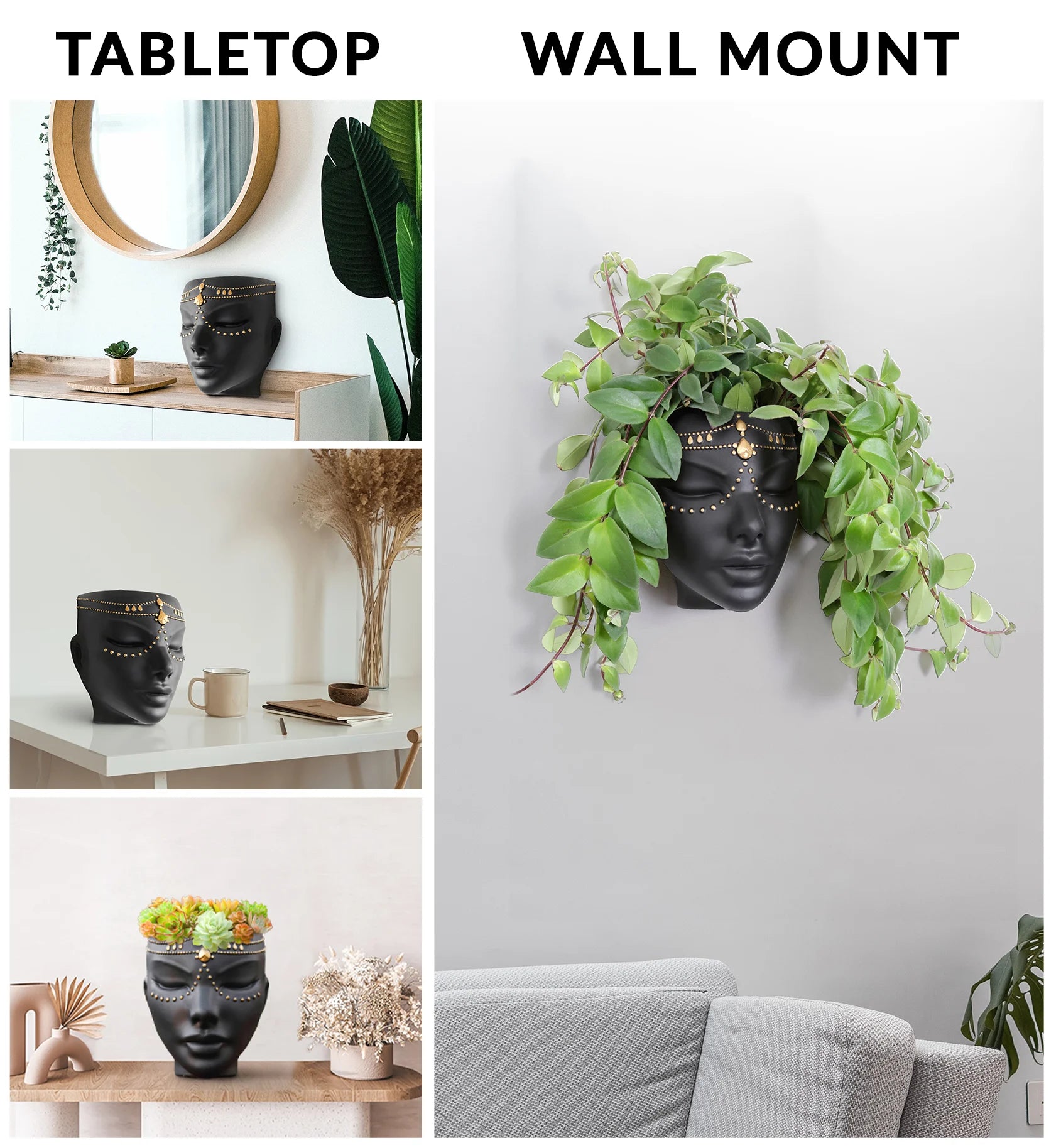 wall hanging face planter Tabletop & Wall Face Planter