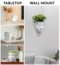 Load image into Gallery viewer, White Tabletop &amp; Wall Face Planter | Indoor or Outdoor Use | Serena Design
