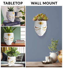 Load image into Gallery viewer, White Tabletop &amp; Wall Face Planter - Sunsola Design
