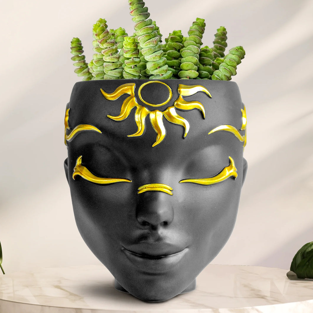 Black Tabletop & Wall Face Planter - Sunrisa Design
