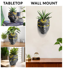 Load image into Gallery viewer, Black Tabletop &amp; Wall Face Planter - Sunrisa Design
