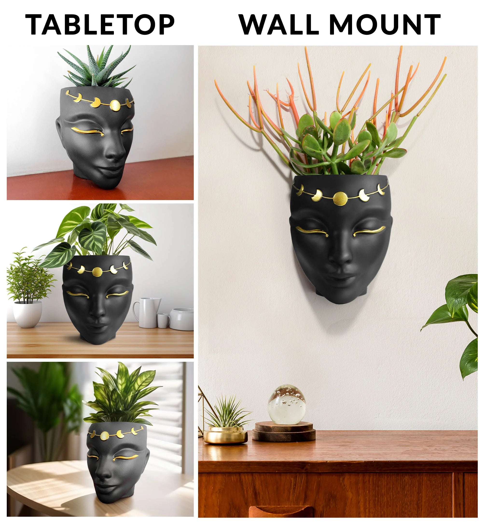 face planter wall hanging Tabletop & Wall Face Planter