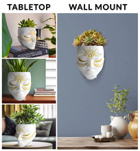 Load image into Gallery viewer, White Tabletop &amp; Wall Face Planter - Sunbursta Design
