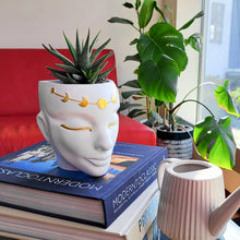 Load image into Gallery viewer, Tabletop &amp; Wall Face Planter - Luna Design, White
